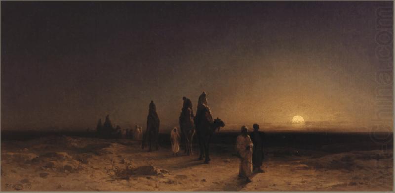 Karl Friedrich Christian Welsch Crossing the Desert at Sunset, china oil painting image
